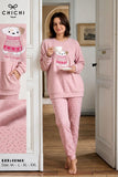 🌸 Pyjama Femme en Coton – Rose avec Motif Chien 🐶💗