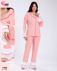 Pyjama Femme Élégant en Tissu Léger – Couleur Rose Bébé