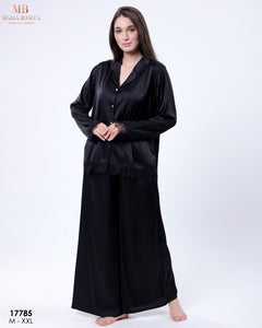 Pyjama Satiné Femme Noir – Élégance & Confort Absolu