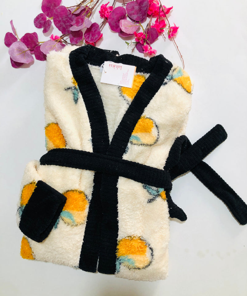 🍊 Peignoir Femme Polaire – Ultra Doux & Super Chaleureux (Modèle Oranges)