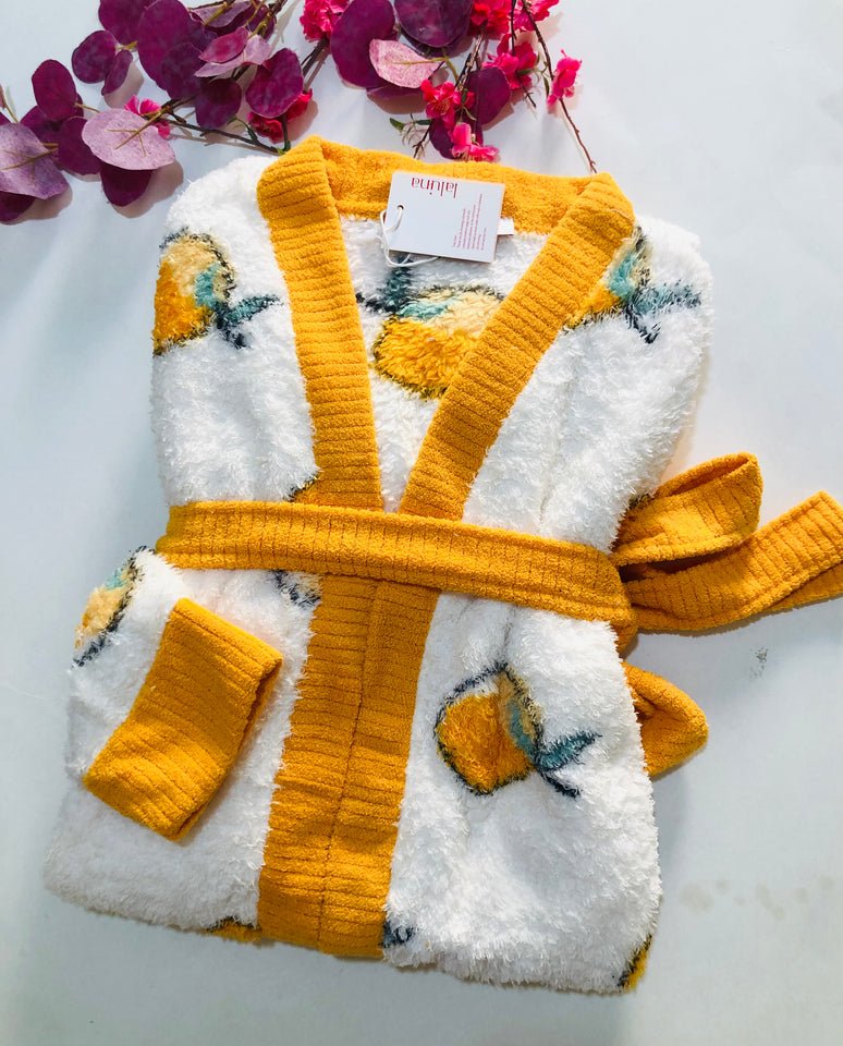 🍊 Peignoir Femme Polaire – Modèle Oranges Edition Orange