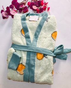 🍊 Peignoir Femme Polaire – Modèle Oranges Edition Orange