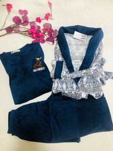 💙 Pyjama Femme 3 Pièces – Hiver Doux & Élégant 🧸