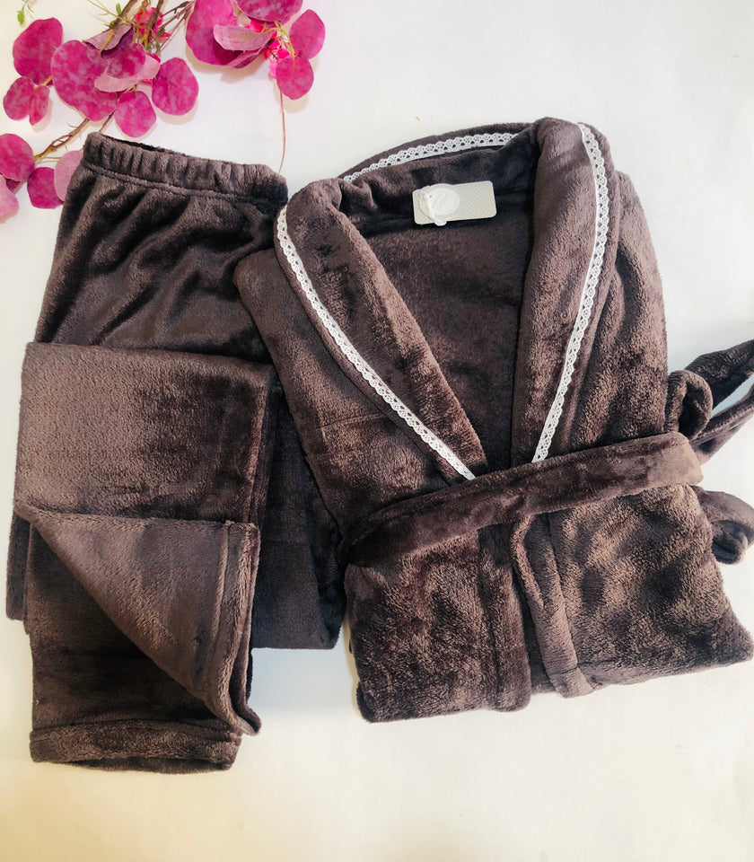🌙 Pyjama Femme polaire 2 Pièces – Confort & Élégance 🤍🧸