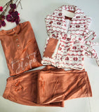 ❄️ Pyjama Femme 3 Pièces – Hiver Doux & Chic 🤎🧸
