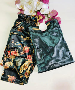 pyjama femme en velours satiné manche langues