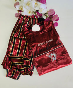 pyjama femme en velours satiné manche langues