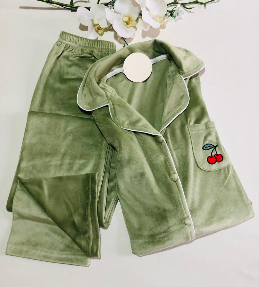 Pyjama en Velours Vert pour Femme