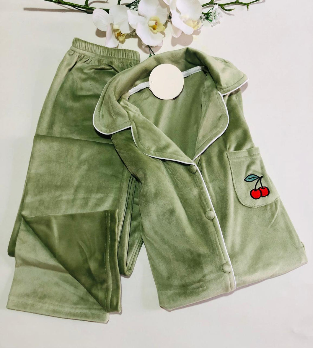 Pyjama en Velours Vert pour Femme