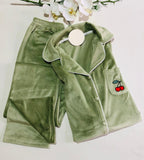 Pyjama en Velours Vert pour Femme