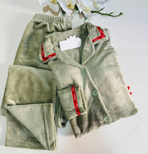 pyjama Polaire vert avec Col Zippé – Confort et Style Hivernal ❄️💙
