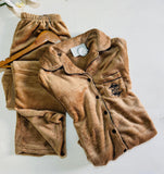 Pyjama Femme en Polaire Marron - Élégance Naturelle et Confort Absolu