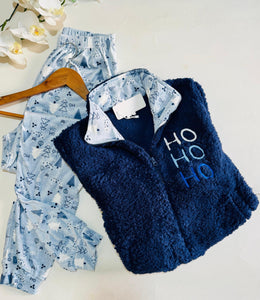 Pyjama Polaire Femme - Bleu Marine "Ho Ho Ho" 🎄