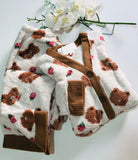 pyjama Femme en Polaire Douillet - Motif Ours et Champignons