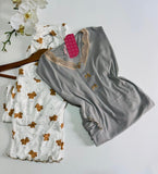 ✨ Pyjama Femme Confort & Élégance – Gris & Motif Ours ✨