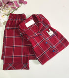 Pyjama Femme en Flanelle Bordeaux – Chaleur & Élégance 🌙