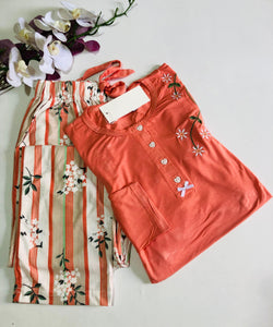 Pyjama Femme Demi-Saison – Confort Élégance en Corail 🌺