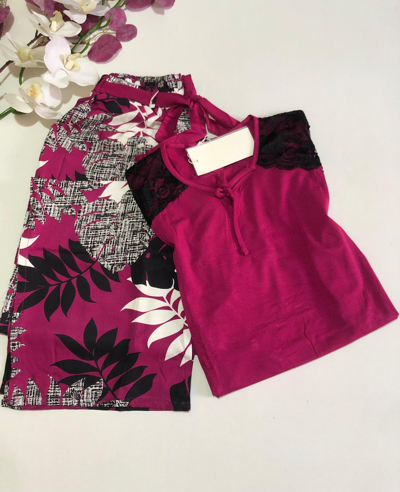 Pyjama Femme Confort & Élégance – Ensemble Deux Pièces avec Dentelle