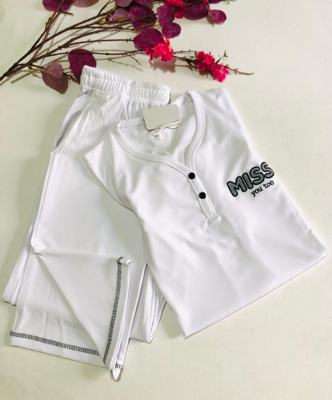 Pyjama Fiona Blanc - Élégance Pure et Confort Absolu