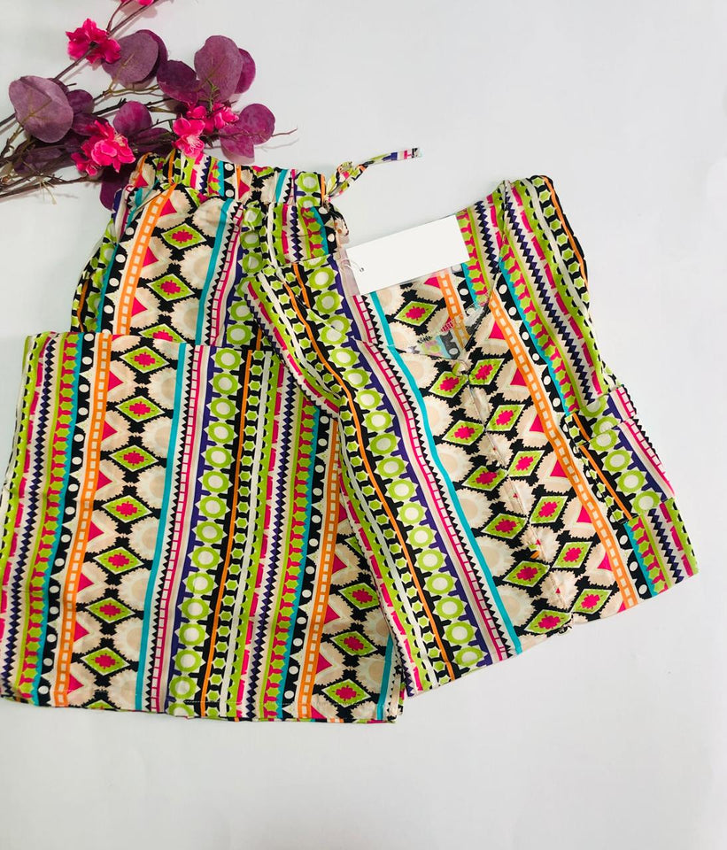 Pyjama Femme – Tissu Rallons Ultra Léger – Motifs Ethniques Colorés&nbsp;&nbsp;(