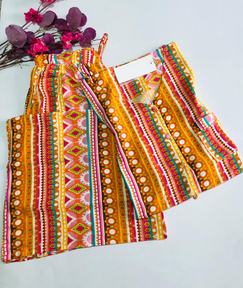 Pyjama Femme – Tissu Rallons Ultra Léger – Motifs Ethniques Coloré