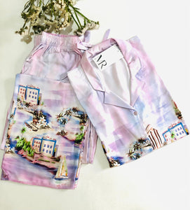 Pyjama Femme Satiné Demi-Manches – Évasion Douce en Pastel 🌸