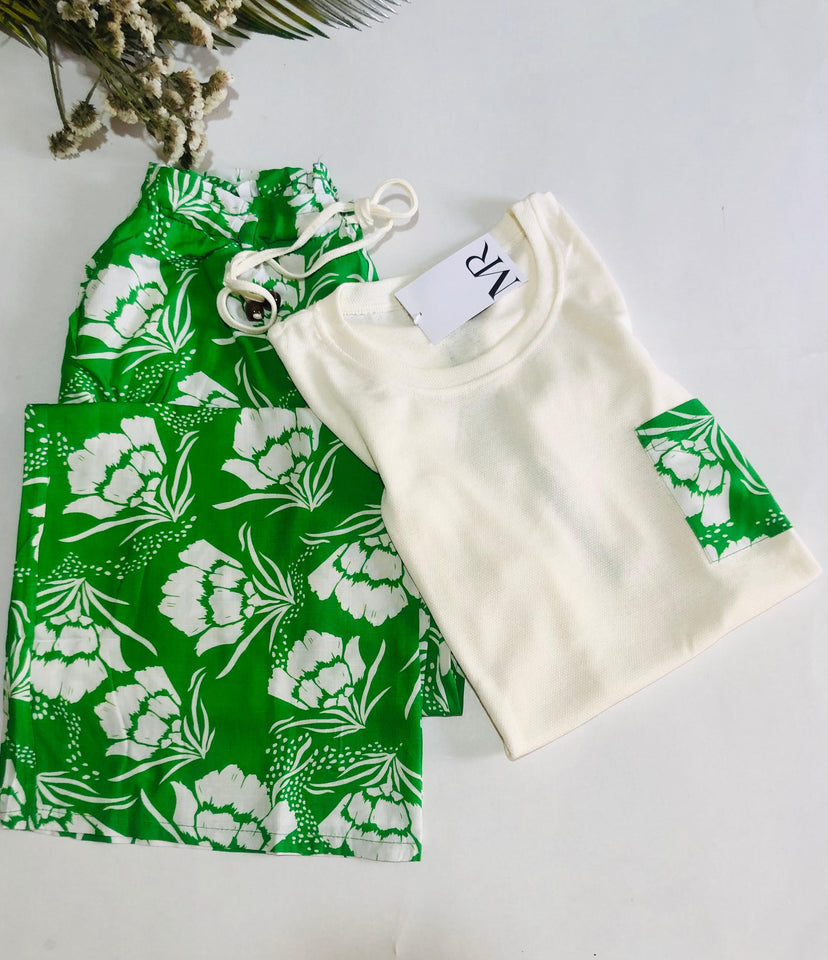 🌸 Pyjama Femme Confort &amp; Style – Motif Floral Vert 🌸