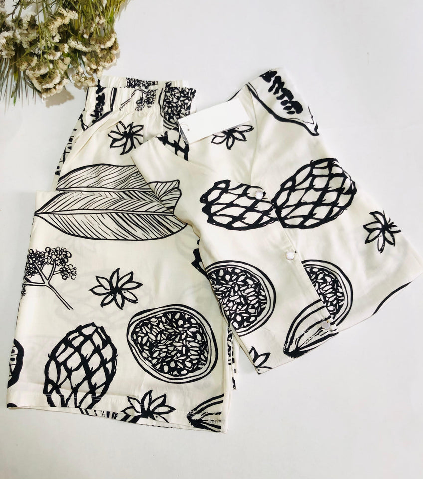 🍍 Pyjama Femme Imprimé Fruits – Fraîcheur &amp; Détente Assurées 🌼