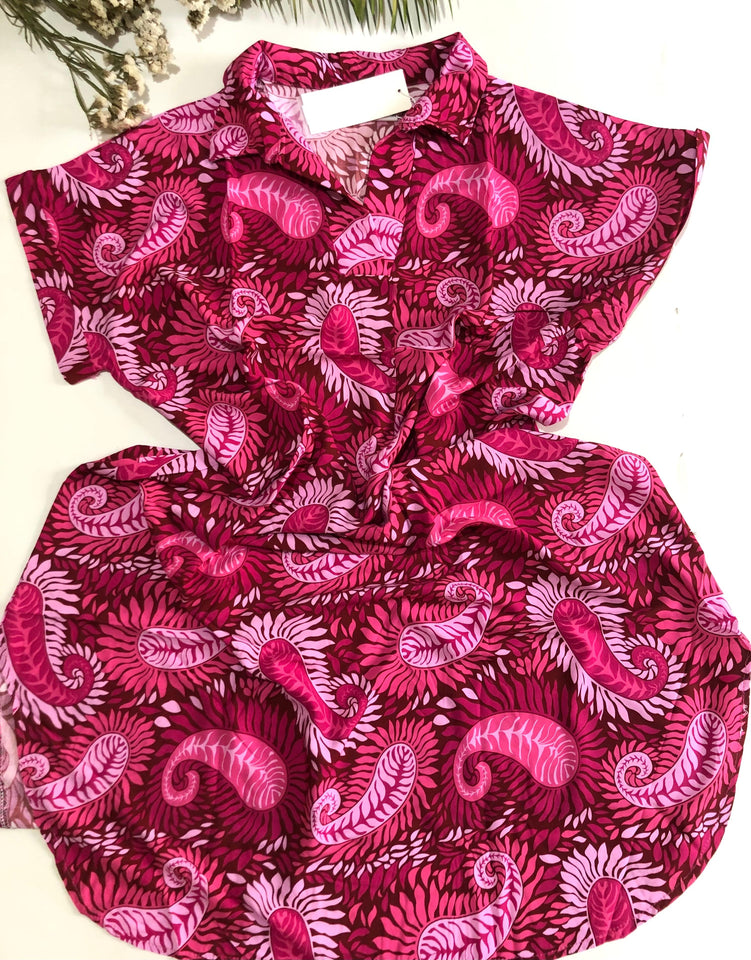 Pyjama Femme Demi-Manches – Tissu Rayonne Léger & Motifs Vibrants 🌺