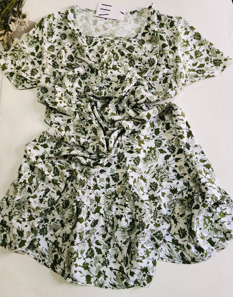 Robe Pyjama Femme Demi-Manches – Élégance Florale en Rayonne 🌸