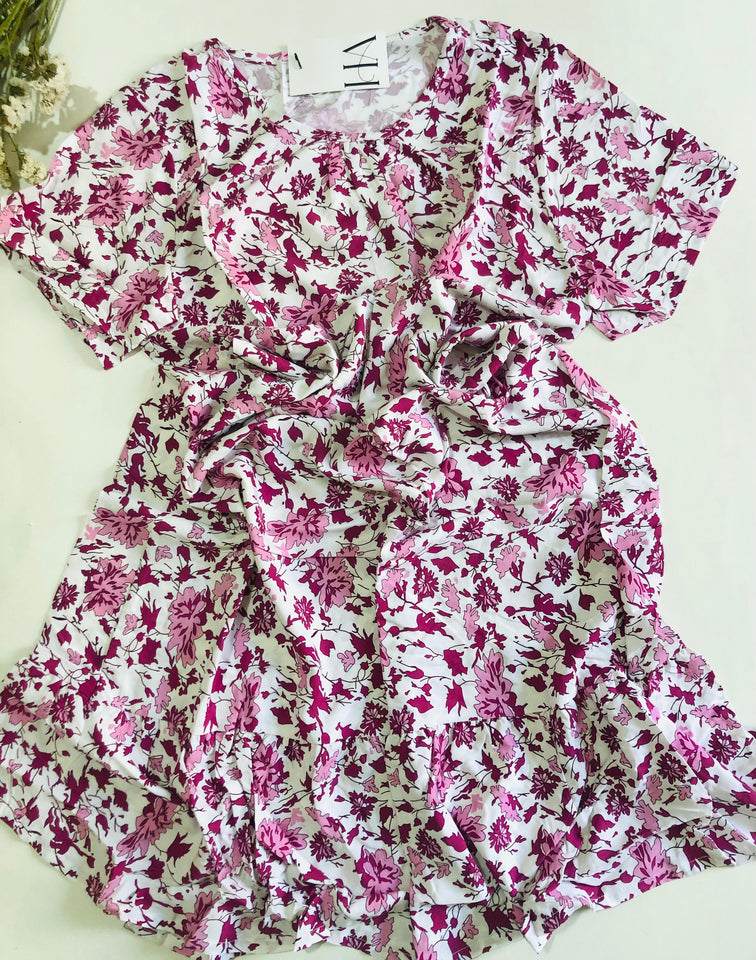 Robe Pyjama Femme Demi-Manches – Élégance Florale en Rayonne 🌸