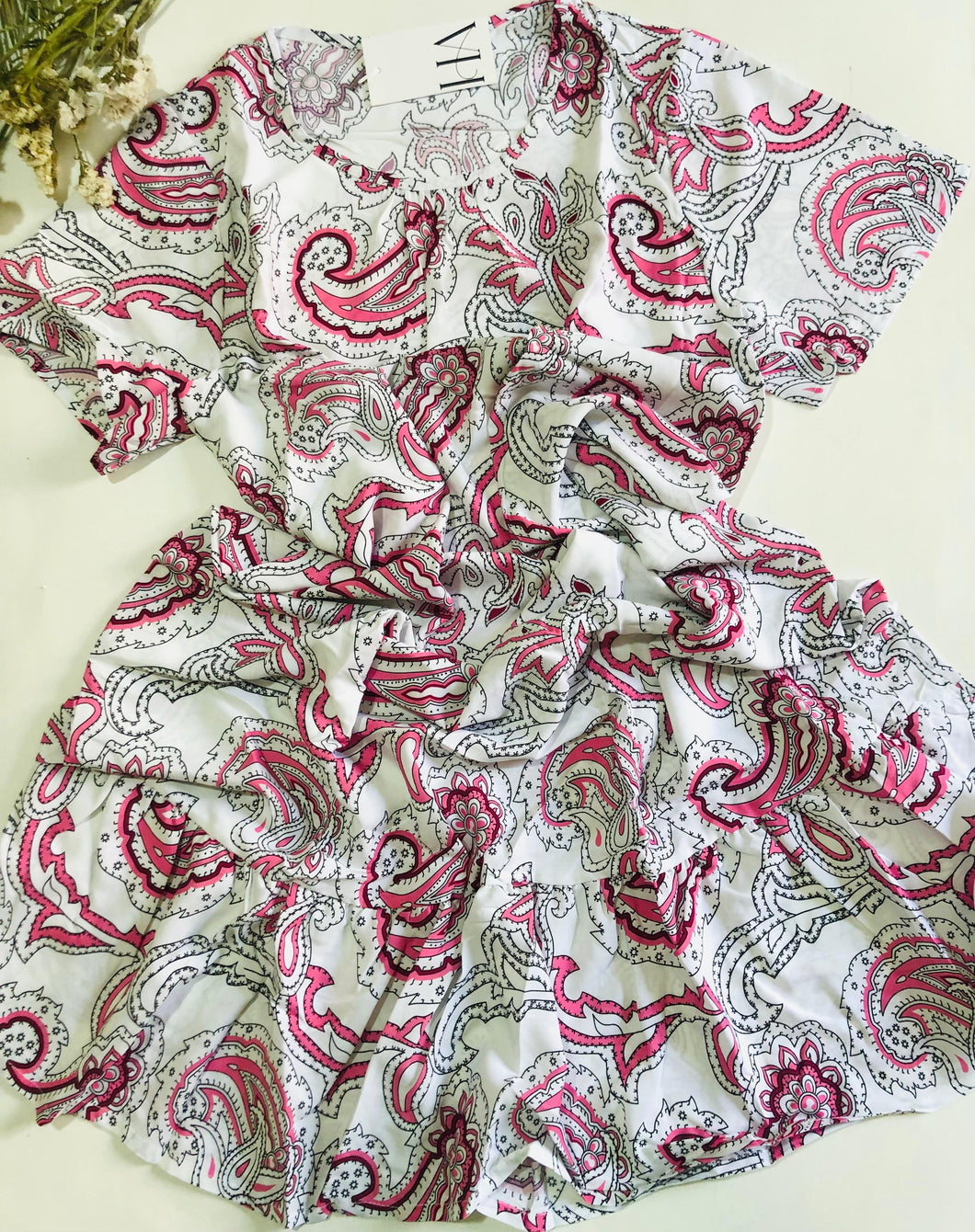 Robe Pyjama Femme Demi-Manches – Évasion Menthe Blanc 🌿✨