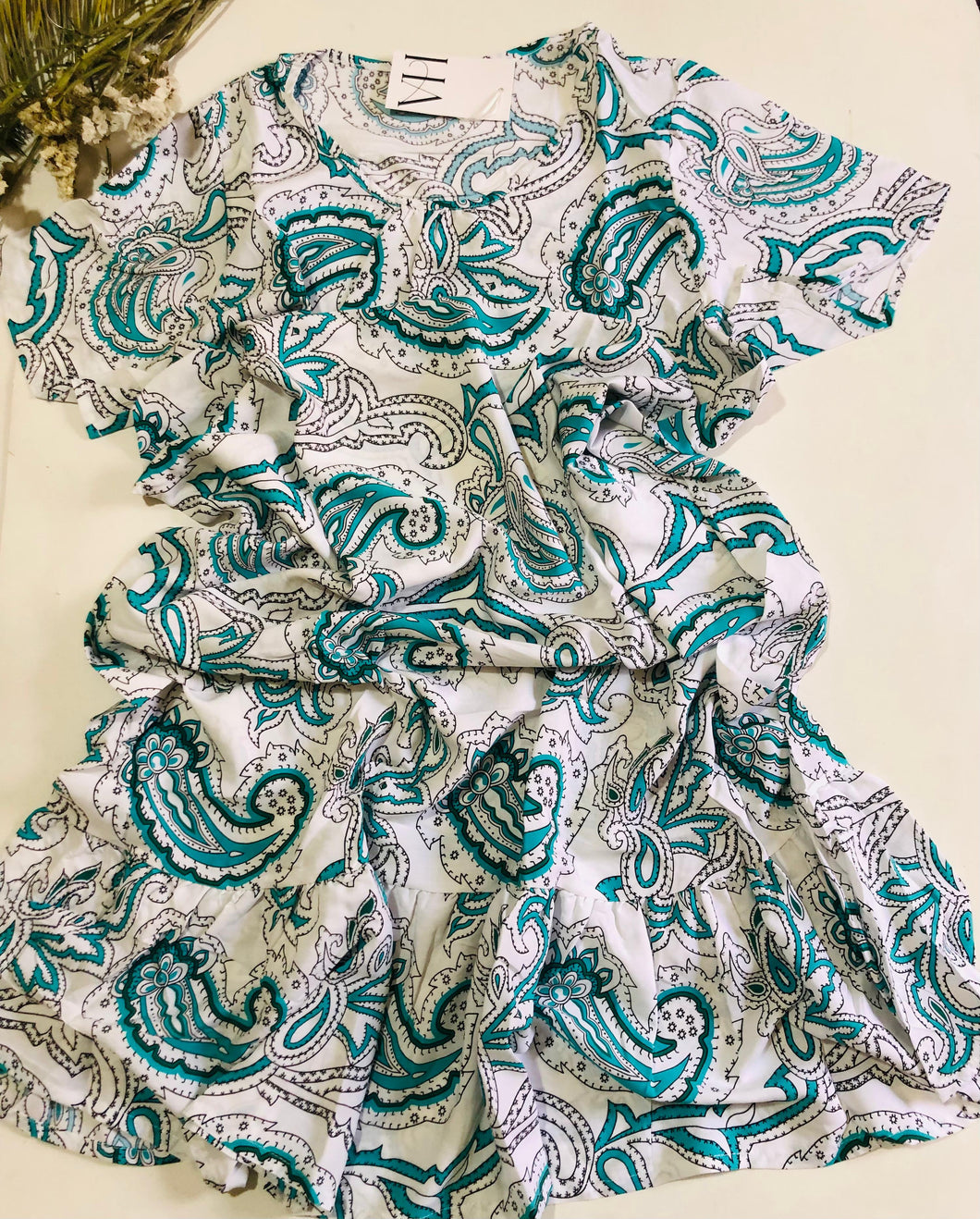 Robe Pyjama Femme Demi-Manches – Évasion Menthe & Blanc 🌿✨