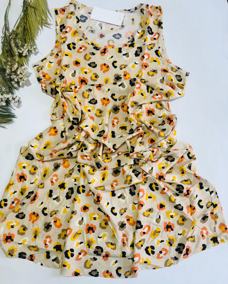 Robe Pyjama Femme Sans Manches – Imprimé Léopard Chic 🐆✨