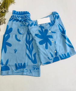 Pyjama Femme Demi-Manches – Blue Serenity 💙