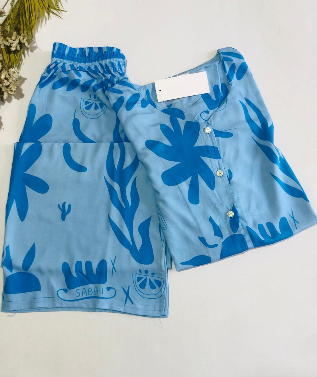 Pyjama Femme Demi-Manches – Blue Serenity 💙