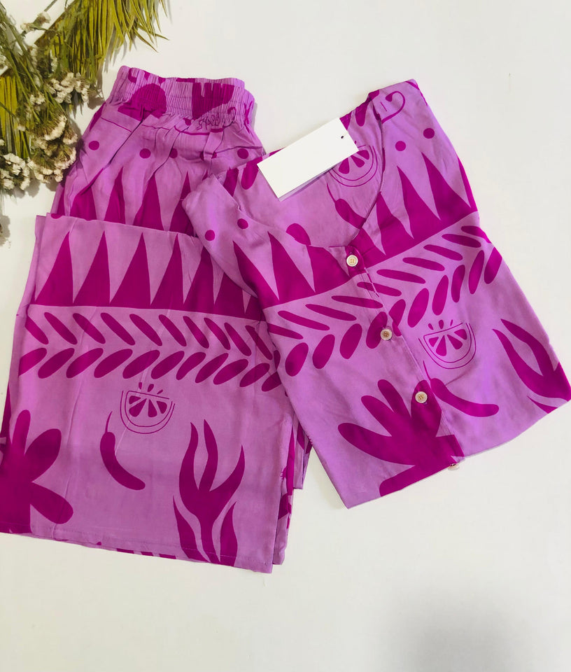 Pyjama Femme Demi-Manches – Pink Garden 🌸