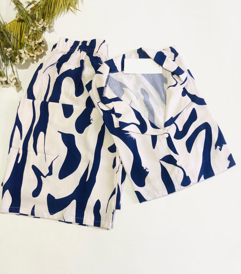 Pyjama Femme Demi-Manches – Blue Serenity 💙
