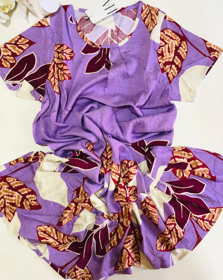 💜 Robe de Nuit Femme en Tissu Rayon – Élégance Florale en Violet 💜