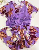 💜 Robe de Nuit Femme en Tissu Rayon – Élégance Florale en Violet 💜