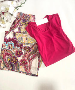 Pyjama Femme Demi Manche &; Pantalon Large – Confort Chic en Tissu Rayon 🌸