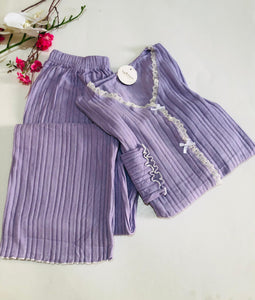 Pyjama Femme 2 Pièces en Tricot –manche langue