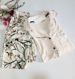 ✨ Pyjama Femme 2 Pièces en Coton – Élégance Florale ✨