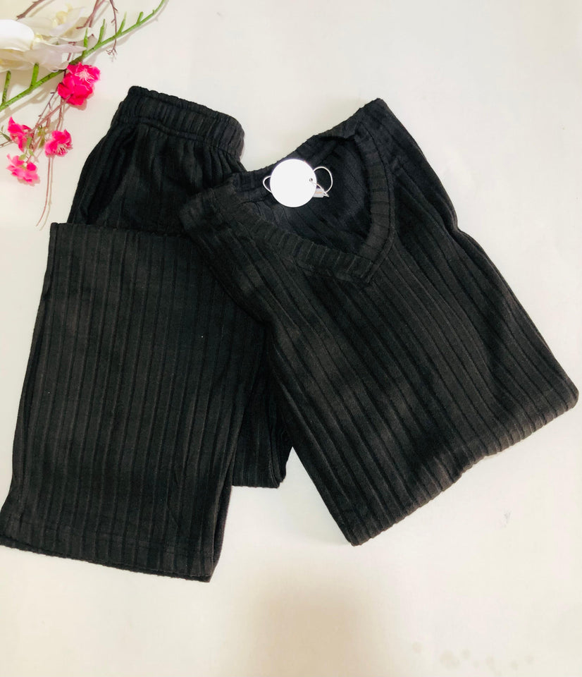 Pyjama Femme 2 Pièces en Tricot –manche langue