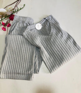 Pyjama Femme 2 Pièces en Tricot –manche langue