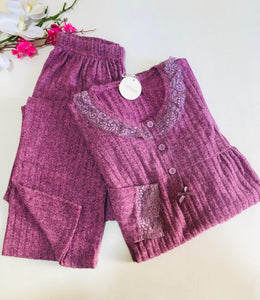 Pyjama Femme 2 Pièces en Tricot – Style Doux & Féminin