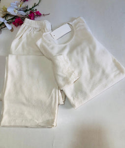 Pyjama Femme 2 Pièces en Tricot –manche langue