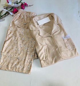 ✨ Pyjama Femme en Fibre de Coton – Confort &; Élégance Beige 🤎🌿