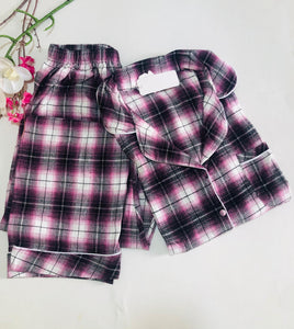 ✨ Pyjama Femme à Carreaux – Coton Rose Fuchsia ✨