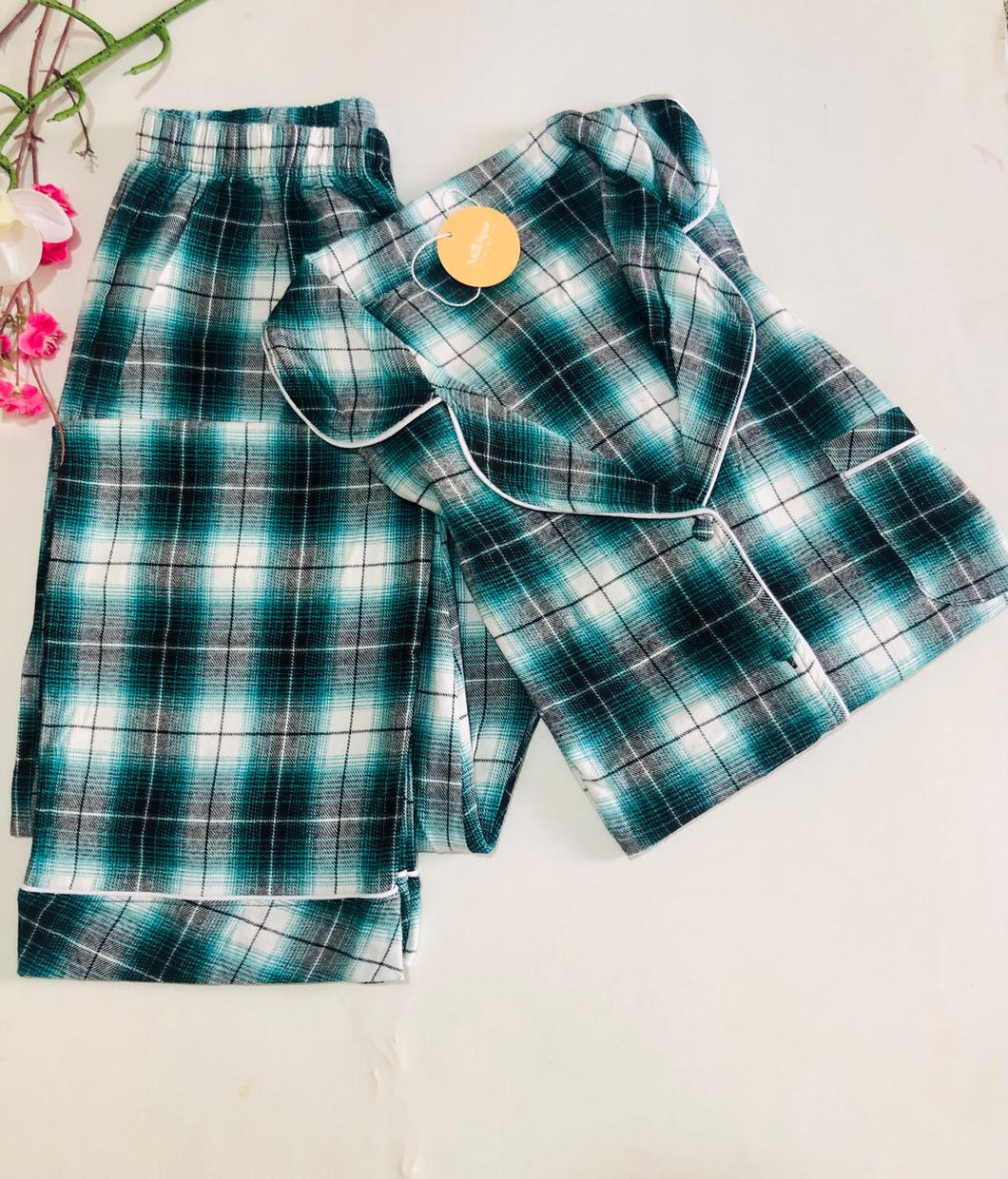 🌿 Pyjama Femme à Carreaux – Vert 🌿